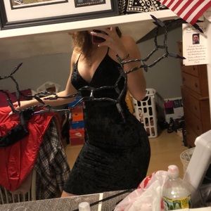 Short black velvet dress